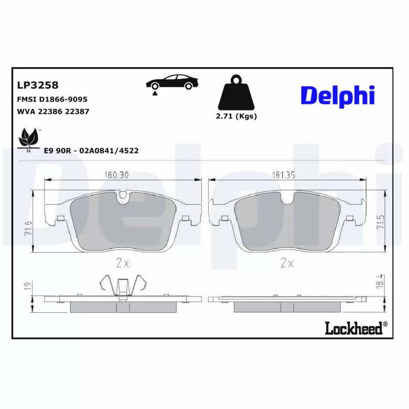 Jeu de 4 plaquettes de frein avant DELPHI LP3258 - Visuel 2