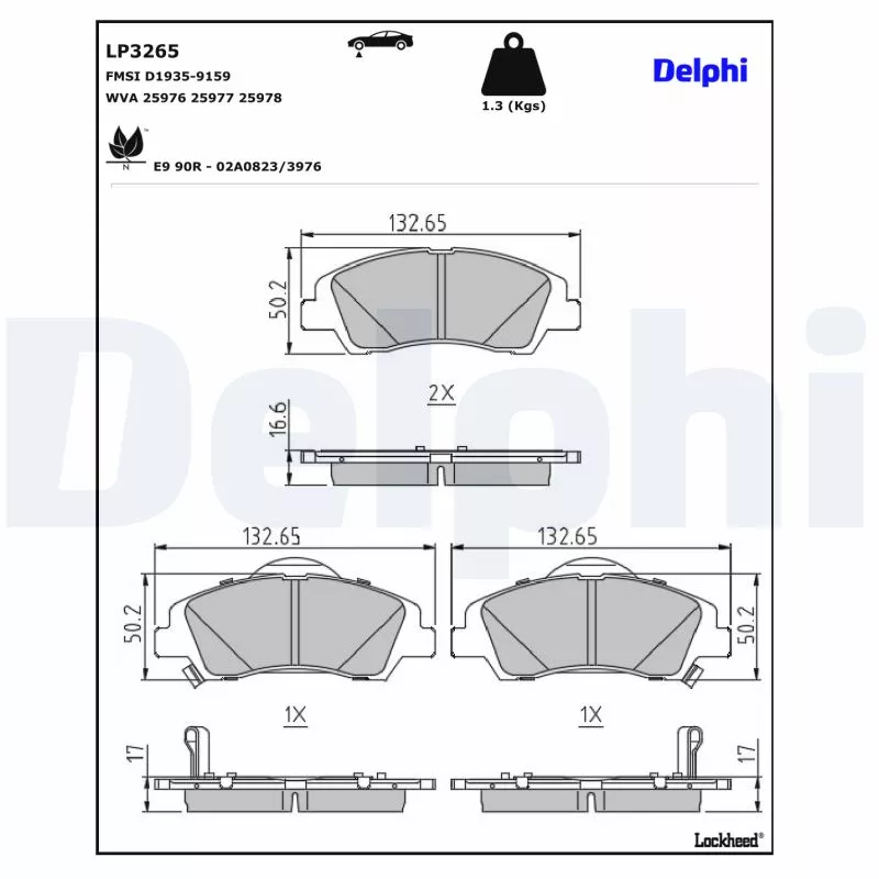 Jeu de 4 plaquettes de frein avant DELPHI LP3265 - Visuel 2