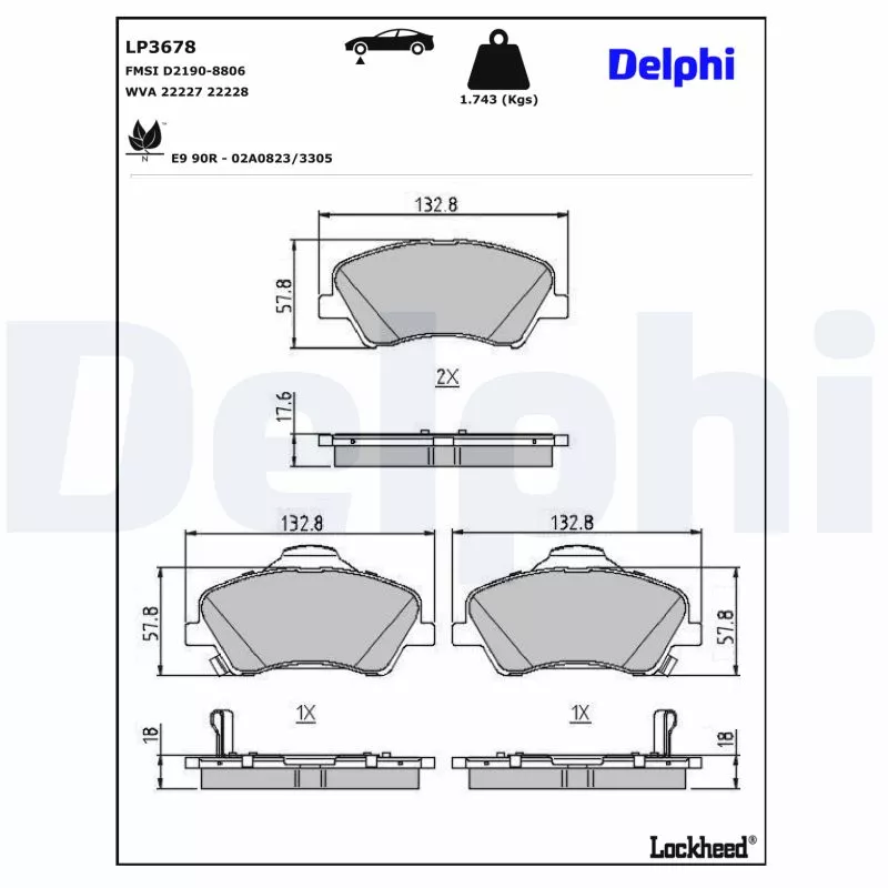 Jeu de 4 plaquettes de frein avant DELPHI LP3678 - Visuel 2