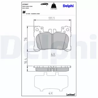 Jeu de 4 plaquettes de frein avant DELPHI OEM 0446611010