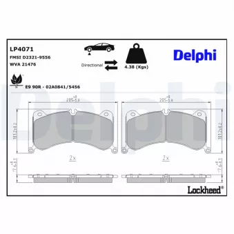 Jeu de 4 plaquettes de frein avant DELPHI LP4071