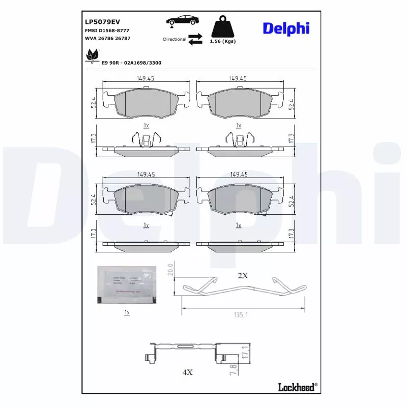 Jeu de 4 plaquettes de frein avant DELPHI LP5079EV - Visuel 1