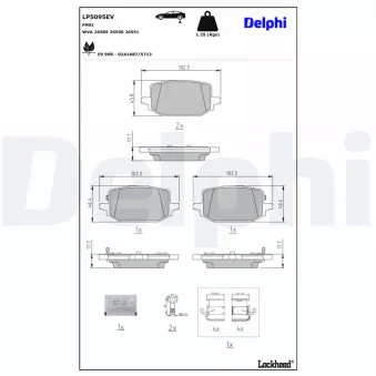 Jeu de 4 plaquettes de frein avant DELPHI LP5095EV pour RENAULT MEGANE E-TECH E-Tech EV40 - 131cv