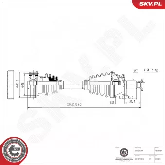 Arbre de transmission ESEN SKV 40SKV037 pour SKODA FABIA 1.4 - 68cv