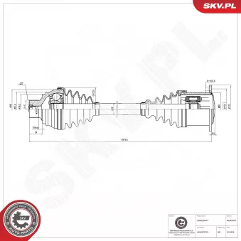 Arbre de transmission ESEN SKV 40SKV079 pour MERCEDES-BENZ CLASSE C 3.0 TDI - 211cv