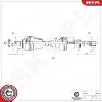 Arbre de transmission avant droit ESEN SKV OEM 3273VY