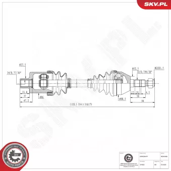 Arbre de transmission avant droit ESEN SKV OEM 374806