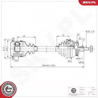 Arbre de transmission ESEN SKV OEM 8D0407271CL