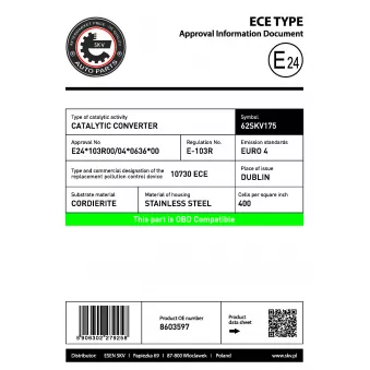 ESEN SKV 62SKV175 - Catalyseur