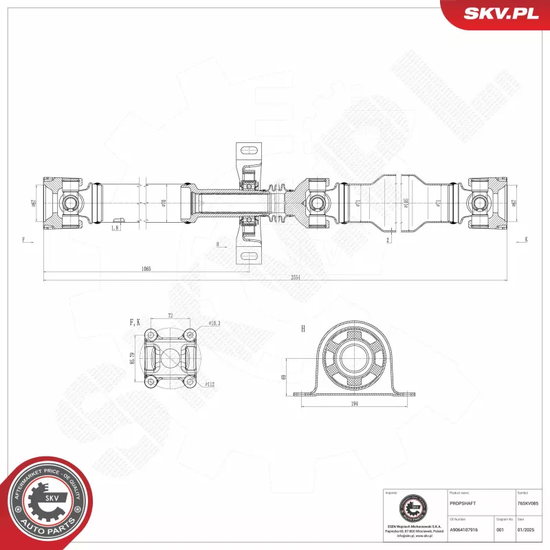 Arbre de transmission ESEN SKV 76SKV085 - Visuel 1