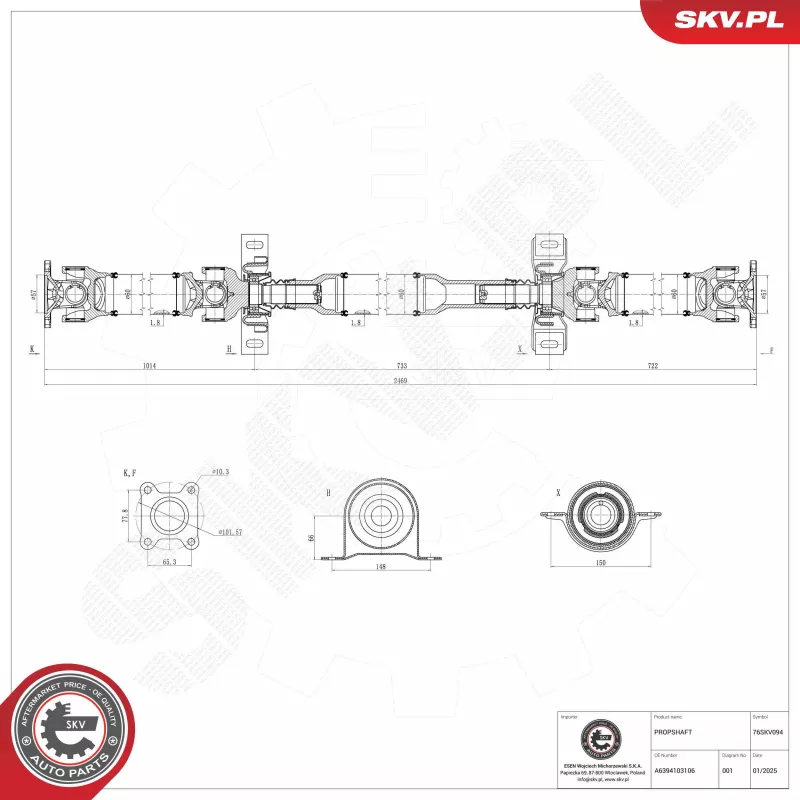 Arbre de transmission ESEN SKV 76SKV094 - Visuel 1