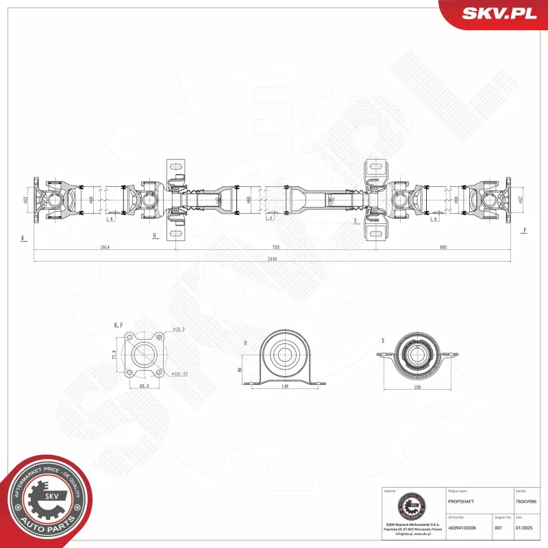 Arbre de transmission ESEN SKV 76SKV096 - Visuel 1