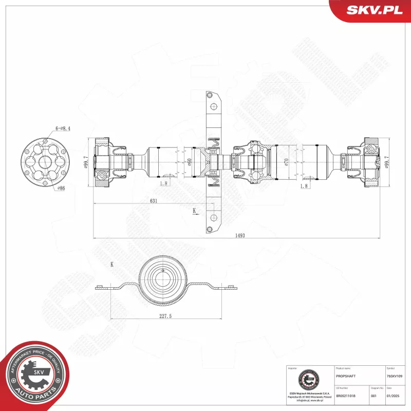 Arbre de transmission ESEN SKV 76SKV109 - Visuel 1