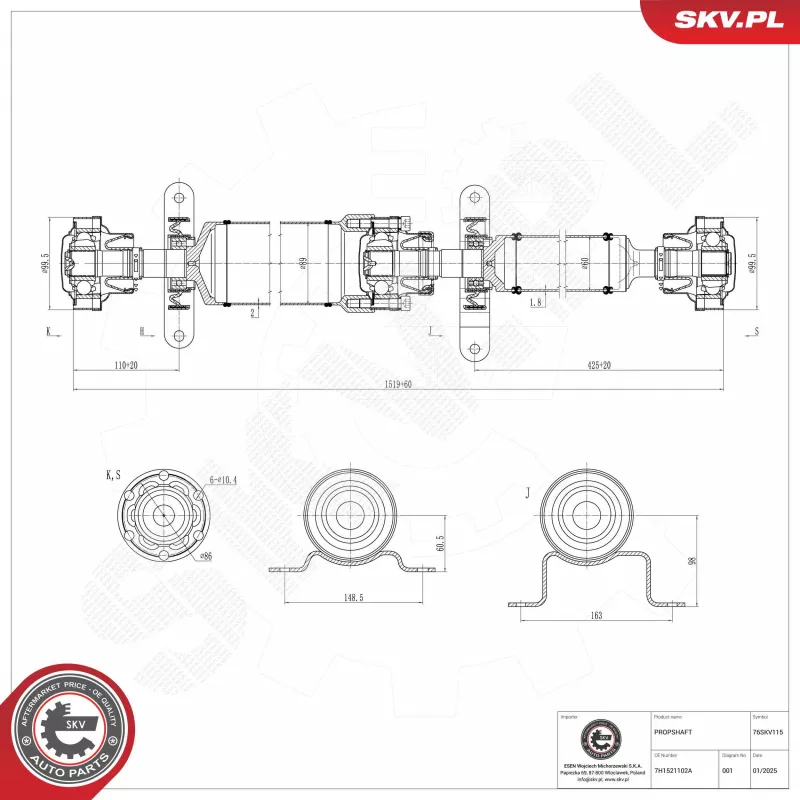 Arbre de transmission ESEN SKV 76SKV115 - Visuel 1