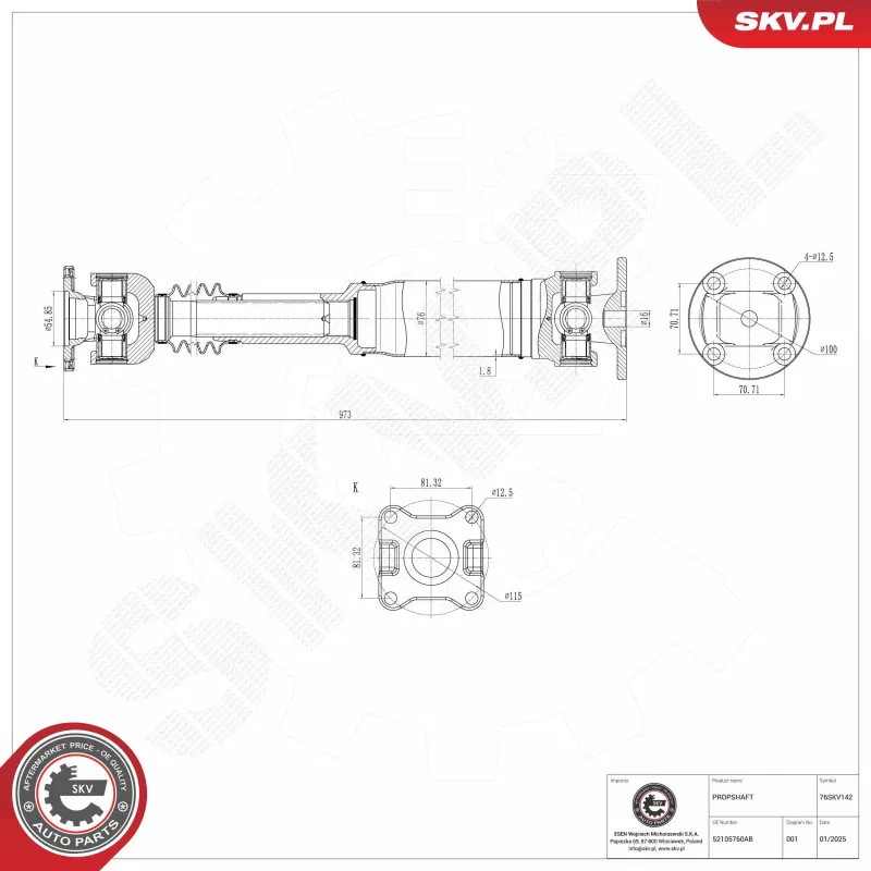 Arbre de transmission ESEN SKV 76SKV142 - Visuel 1