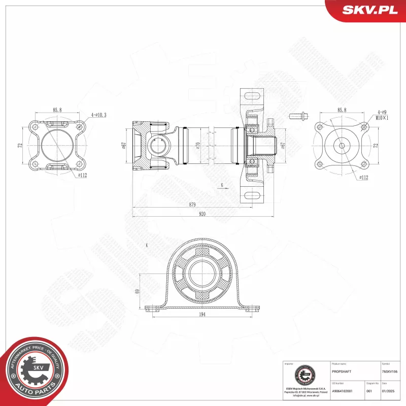 Arbre de transmission ESEN SKV 76SKV156 - Visuel 1