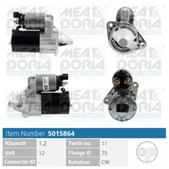 Démarreur MEAT & DORIA 5015864 pour KIA PICANTO 1.2 - 85cv