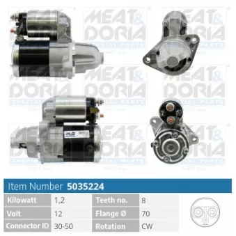 Démarreur MEAT & DORIA 5035224 pour SUZUKI SPLASH 1.2 - 86cv