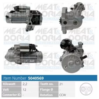 Démarreur MEAT & DORIA 5040569 pour CITROEN C6 3.0 HDI - 241cv
