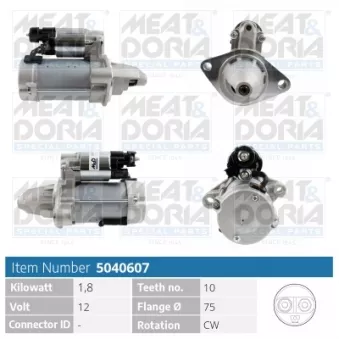 Démarreur MEAT & DORIA 5040607 pour HONDA ACCORD 2.2 i-DTEC - 150cv