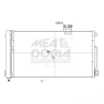 Condenseur, climatisation MEAT & DORIA 991058 pour MERCEDES-BENZ SLK 280 - 231cv