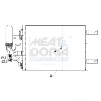 Condenseur, climatisation MEAT & DORIA 991083 pour OPEL MERIVA 1.3 CDTI - 75cv
