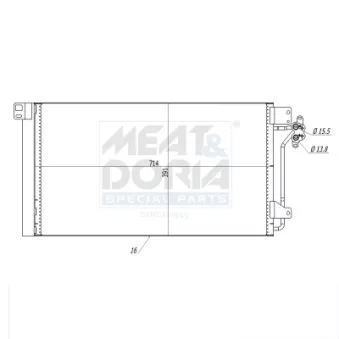 Condenseur, climatisation MEAT & DORIA 991182 pour VOLKSWAGEN TRANSPORTER - COMBI 1.9 TDI - 102cv