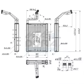 Évaporateur climatisation MEAT & DORIA 997051 pour SEAT ALTEA 118 d - 143cv