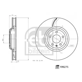 Jeu de 2 disques de frein avant FEBI BILSTEIN 199275 pour MITSUBISHI SPACE 45 TFSI Mild Hybrid - 265cv