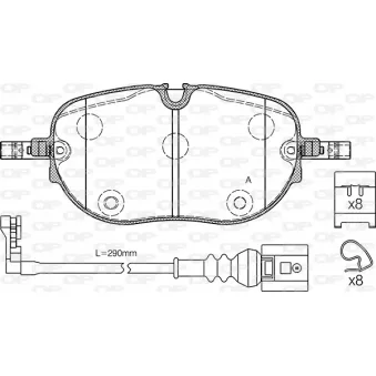 Jeu de 4 plaquettes de frein avant OPEN PARTS BPE1963.01 pour HONDA CIVIC 77 e-boost - 231cv