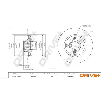 Dr!ve+ DBD1649C - Jeu de 2 disques de frein avant