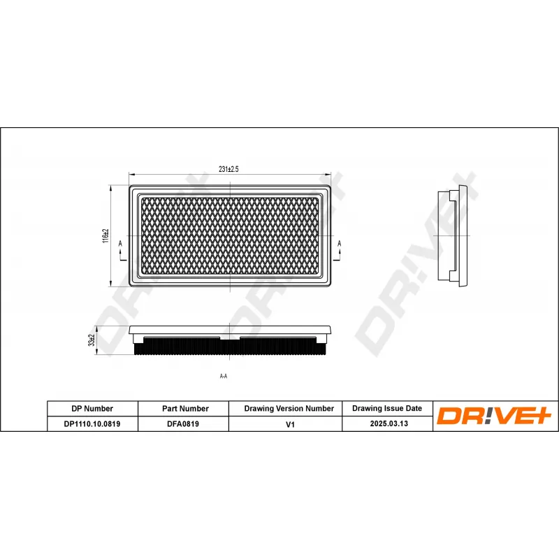 Filtre à air Dr!ve+ DP1110.10.0819 - Visuel 1