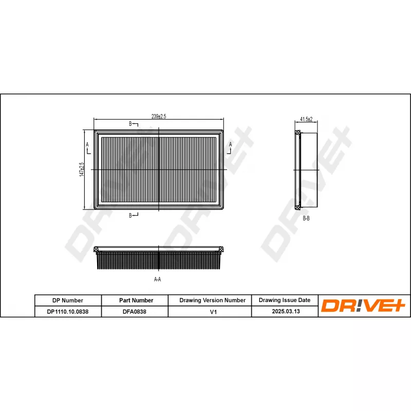 Filtre à air Dr!ve+ DP1110.10.0838 - Visuel 1