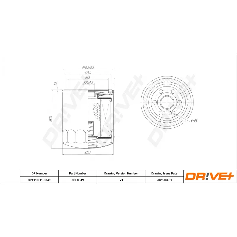 Filtre à huile Dr!ve+ DP1110.11.0349 - Visuel 1