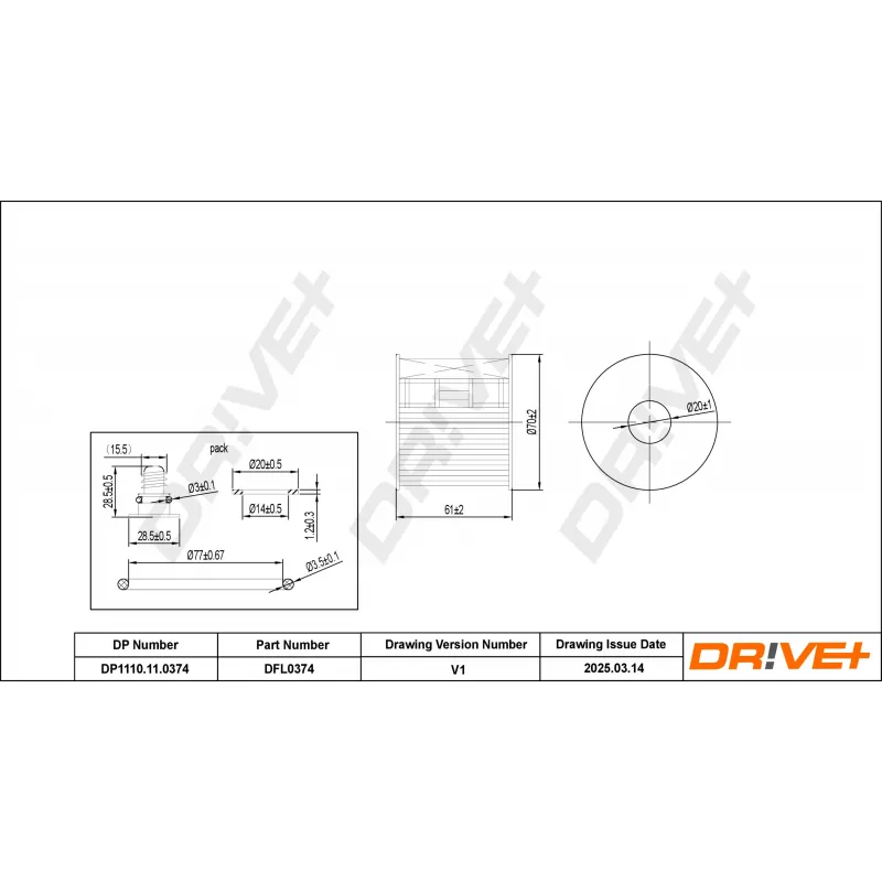 Filtre à huile Dr!ve+ DP1110.11.0374 - Visuel 1