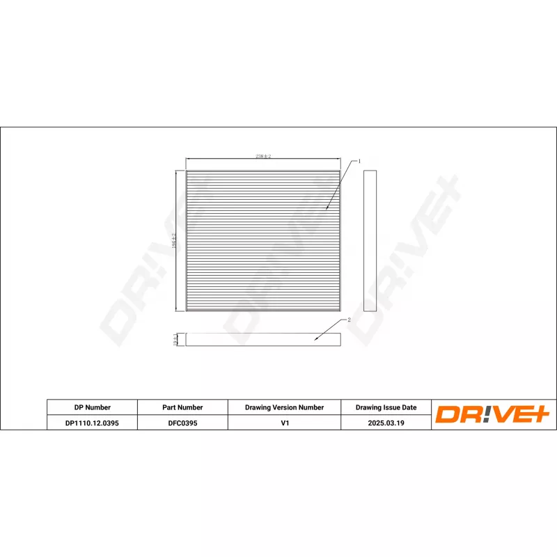 Filtre, air de l'habitacle Dr!ve+ DP1110.12.0395 - Visuel 1