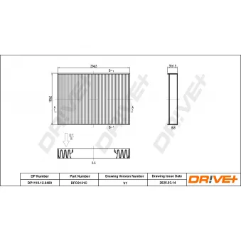 Filtre, air de l'habitacle Dr!ve+ DP1110.12.0409 pour VOLKSWAGEN UP 1.0 GTI - 115cv
