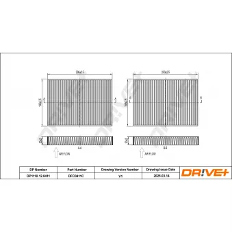 Filtre, air de l'habitacle Dr!ve+ DP1110.12.0411