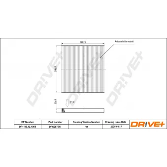 Filtre, air de l'habitacle Dr!ve+ OEM 0897400850