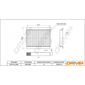 Filtre, air de l'habitacle Dr!ve+ OEM 71775824