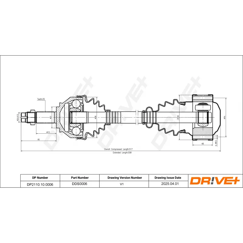 Arbre de transmission Dr!ve+ DP2110.10.0006 - Visuel 1