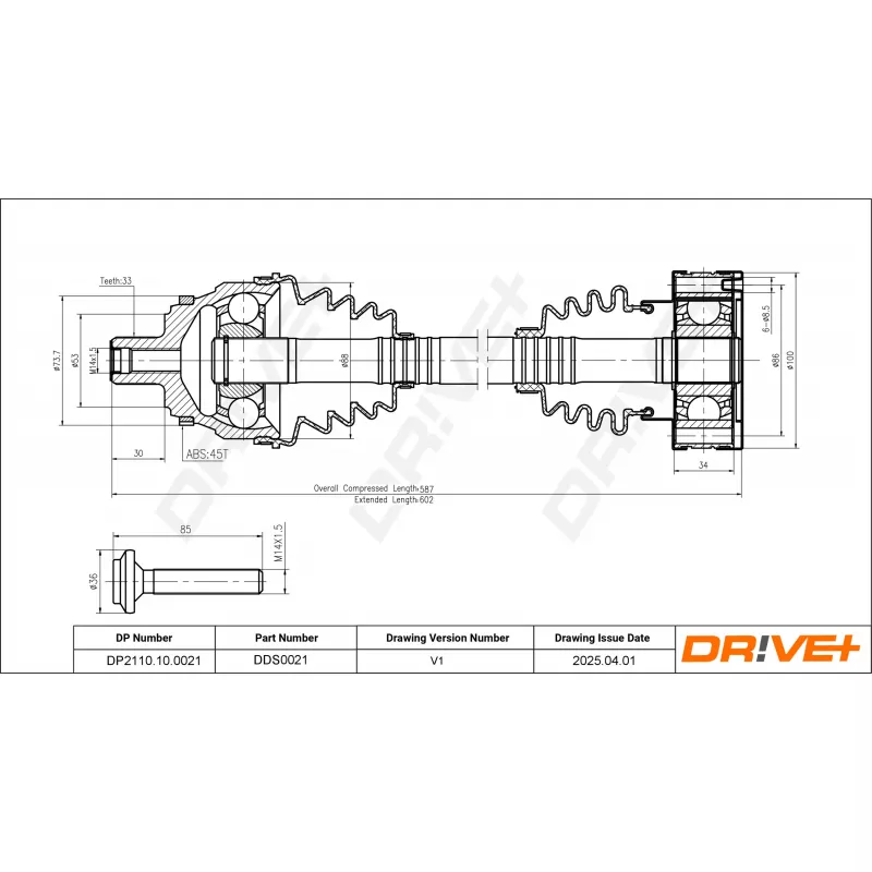 Arbre de transmission Dr!ve+ DP2110.10.0021 - Visuel 1