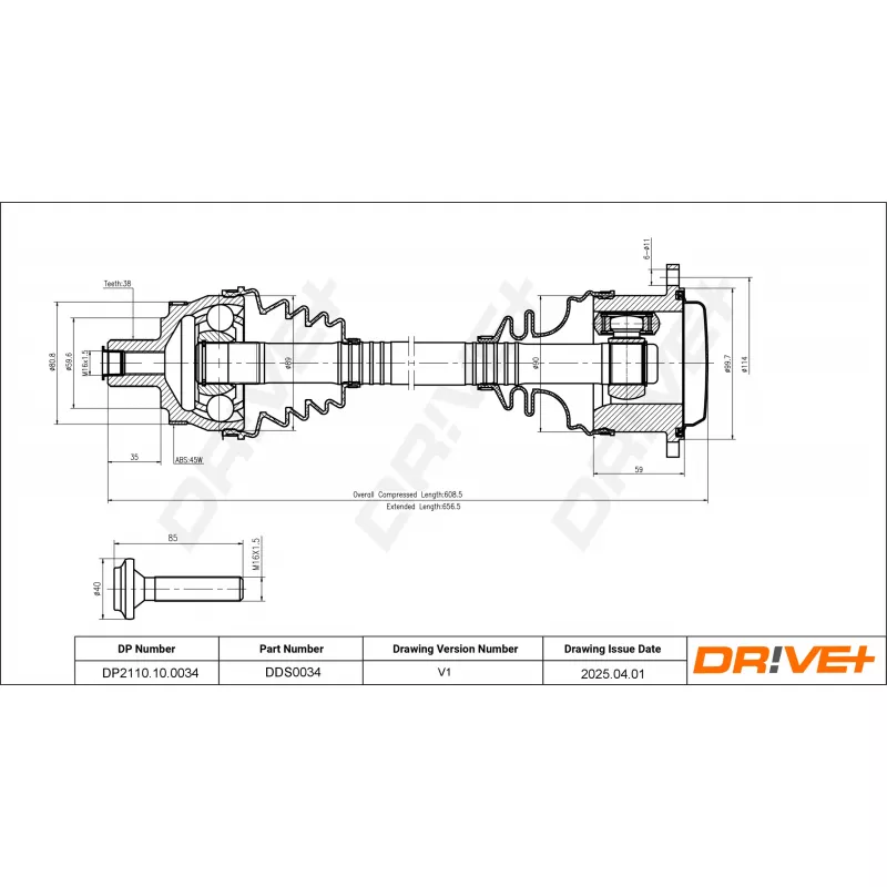 Arbre de transmission Dr!ve+ DP2110.10.0034 - Visuel 1