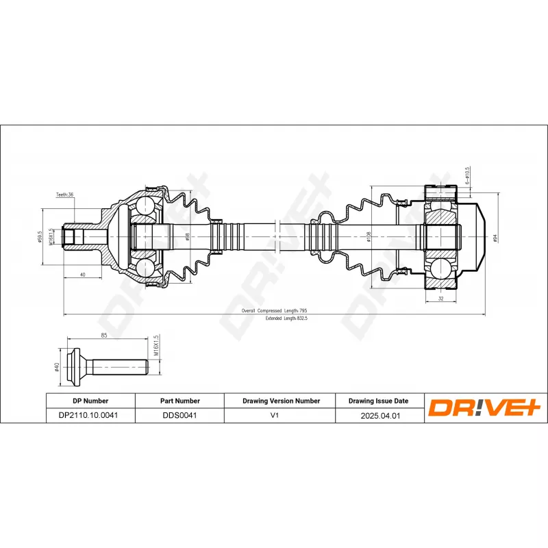 Arbre de transmission Dr!ve+ DP2110.10.0041 - Visuel 1