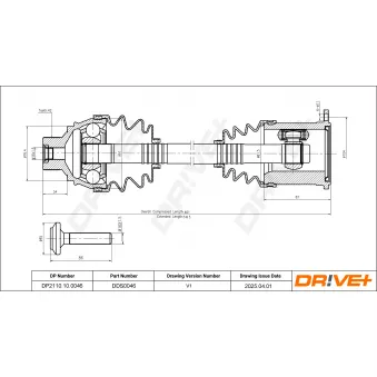 Arbre de transmission Dr!ve+ DP2110.10.0046 pour AUDI A5 2.0 TFSI - 180cv