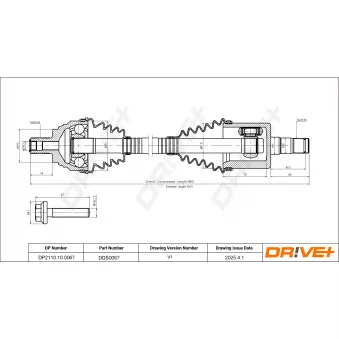Arbre de transmission Dr!ve+ OEM 1K0407272KB