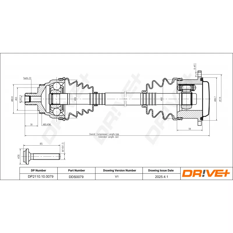 Arbre de transmission Dr!ve+ DP2110.10.0079 - Visuel 1