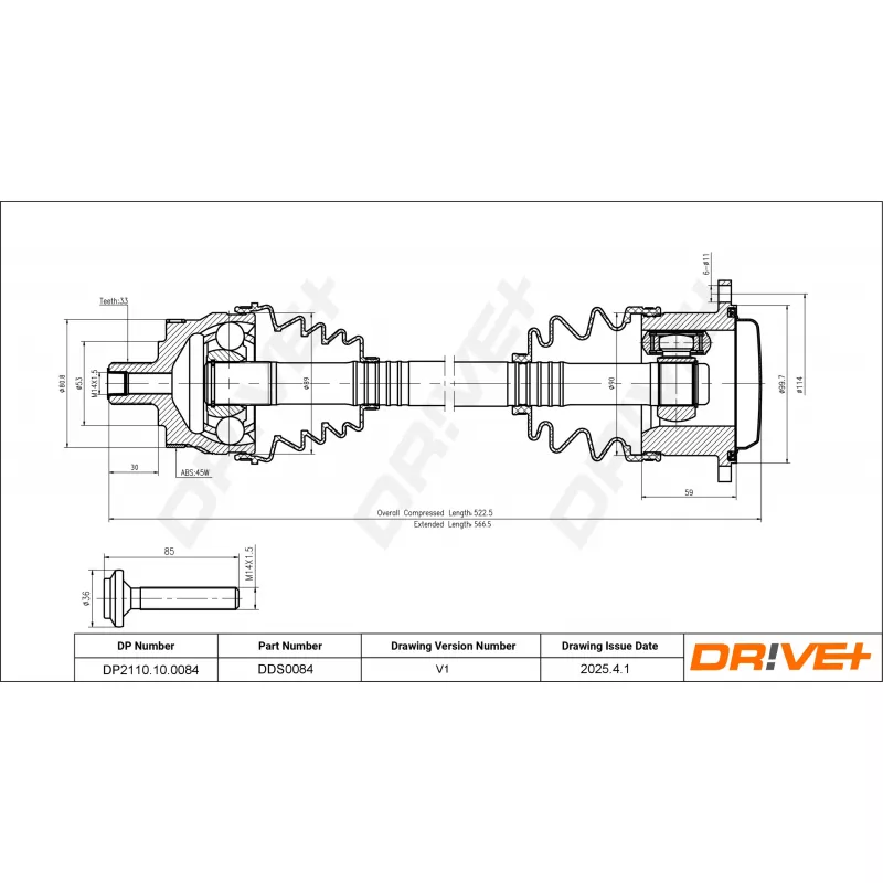 Arbre de transmission Dr!ve+ DP2110.10.0084 - Visuel 1