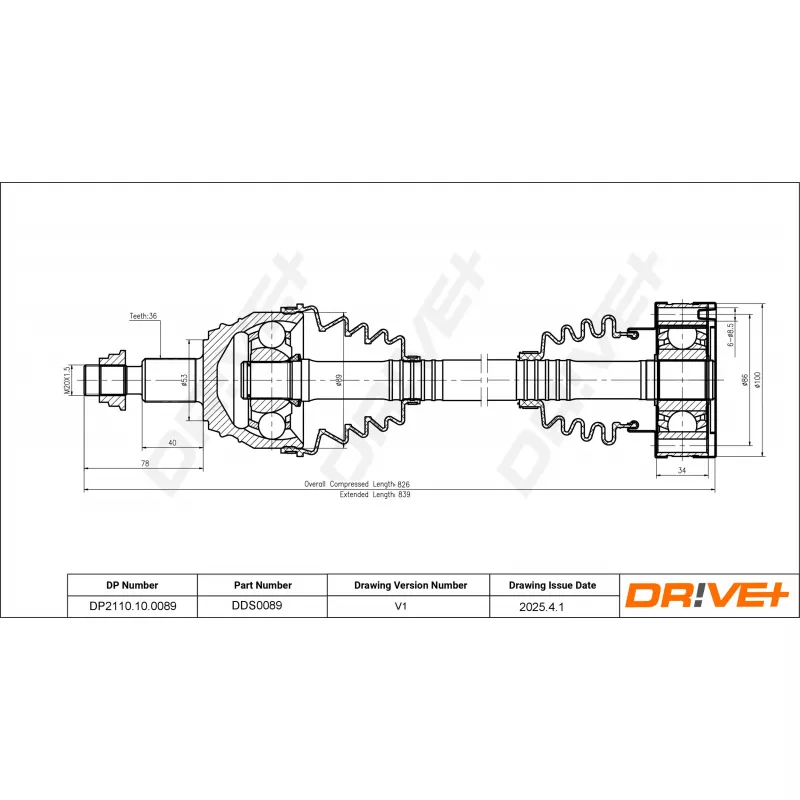 Arbre de transmission Dr!ve+ DP2110.10.0089 - Visuel 1