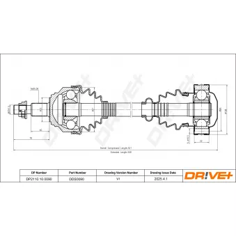 Arbre de transmission Dr!ve+ DP2110.10.0090 pour VOLKSWAGEN BORA 1.9 TDI - 150cv